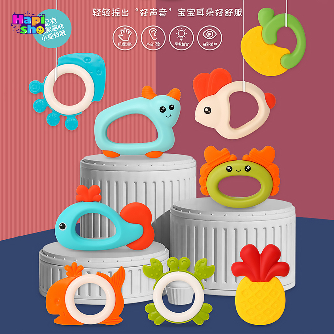  قیمت ست جغجغه نوزاد خارجی ۹ عددی همراه دندان‌گیر مدل PUZZLE BABY RATTLE 