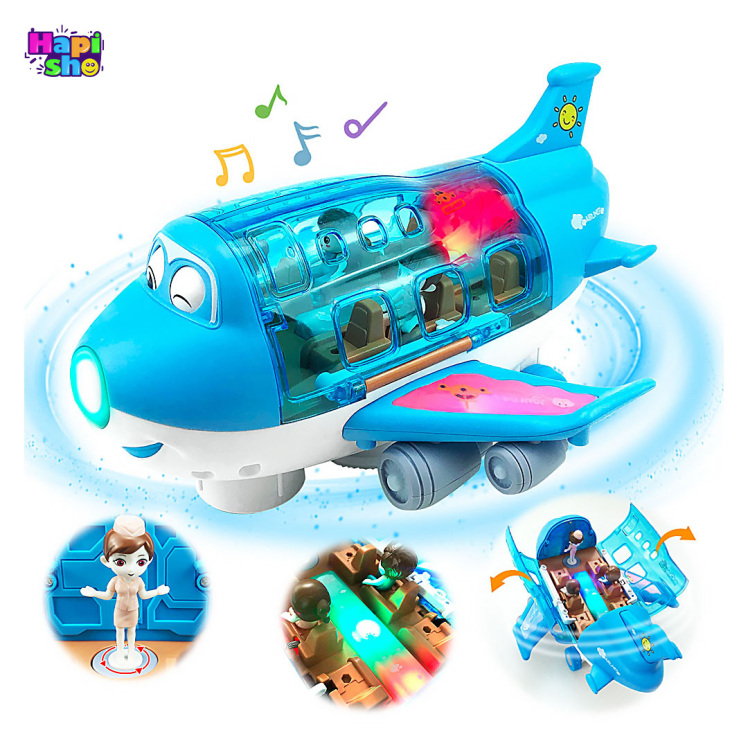 اسباب بازی موزیکال متحرک هواپیما چراغ‌دار با فیگور Airliner Universal–اسباب بازی