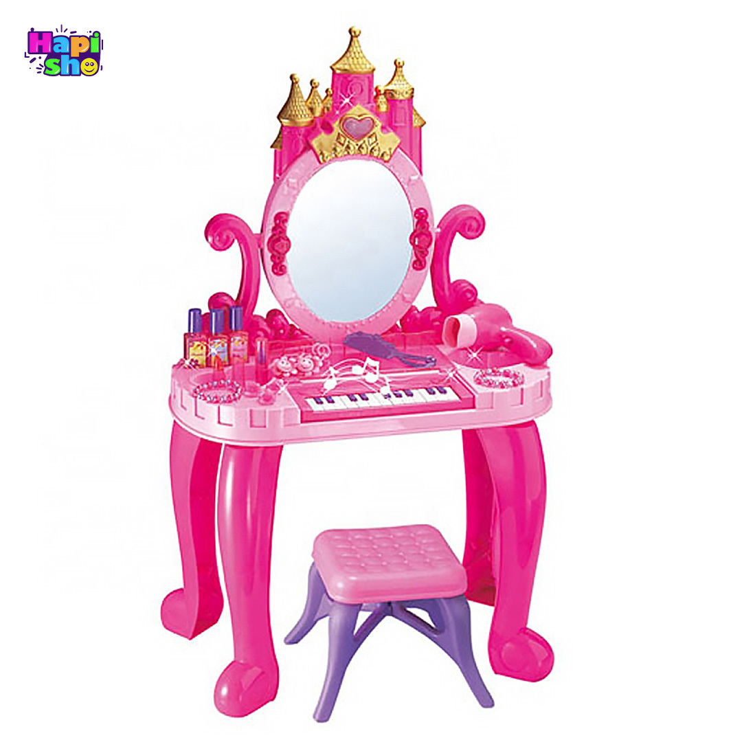  خرید میز آرایش اسباب بازی بزرگ پیانو دار با وسایل و چراغ مدل Piano Vanity–اسباب بازی 