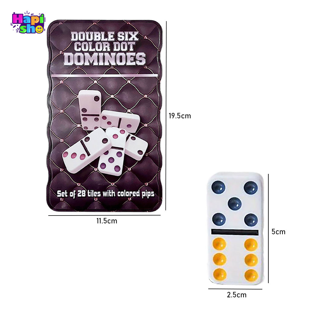  فروش دومینو سنگی جعبه فلزی دابل سیکس با نقطه های رنگی DOUBLE SIX COLOR DOT–اسباب بازی 