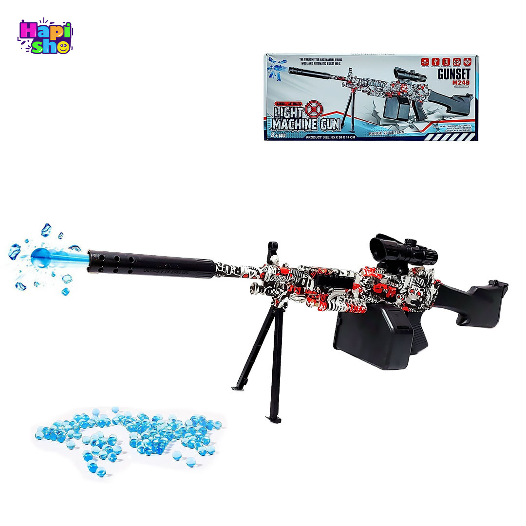  تفنگ اسباب بازی تیر ژله ای بزرگ با شلیک رگباری مدل GUNSET M249 