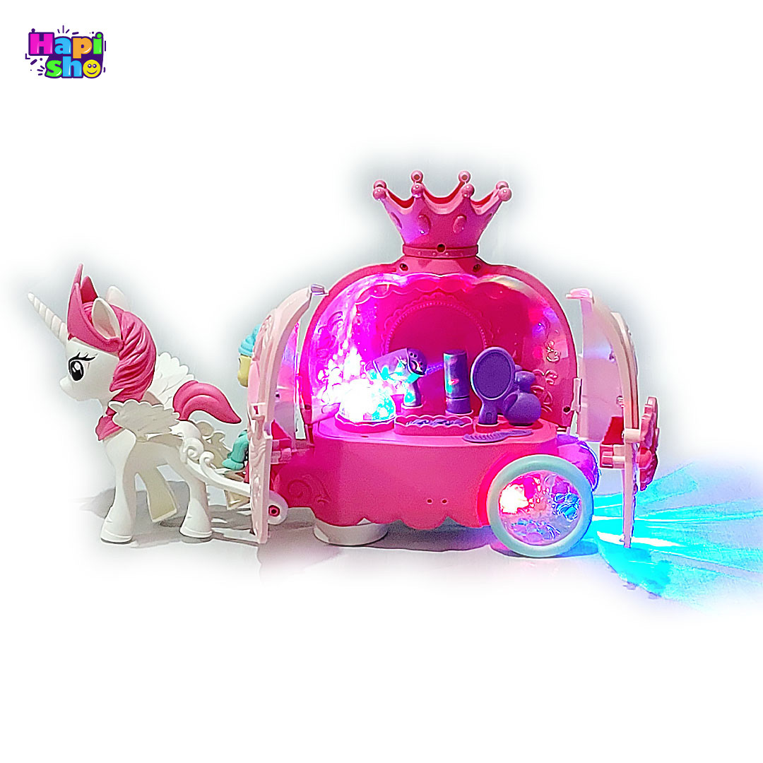  خرید اسباب بازی دخترانه موزیکال اسب تک‌شاخ با کالسکه چراغ‌دار Dream Wagon–اسباب بازی 