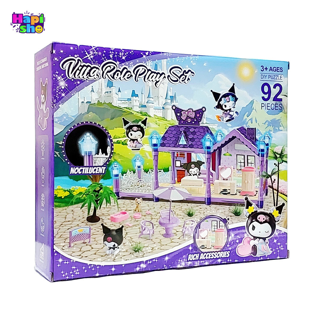 فروش اسباب بازی خانه عروسکی کرومی با چراغ شب تاب و لوازم Villa Role Play