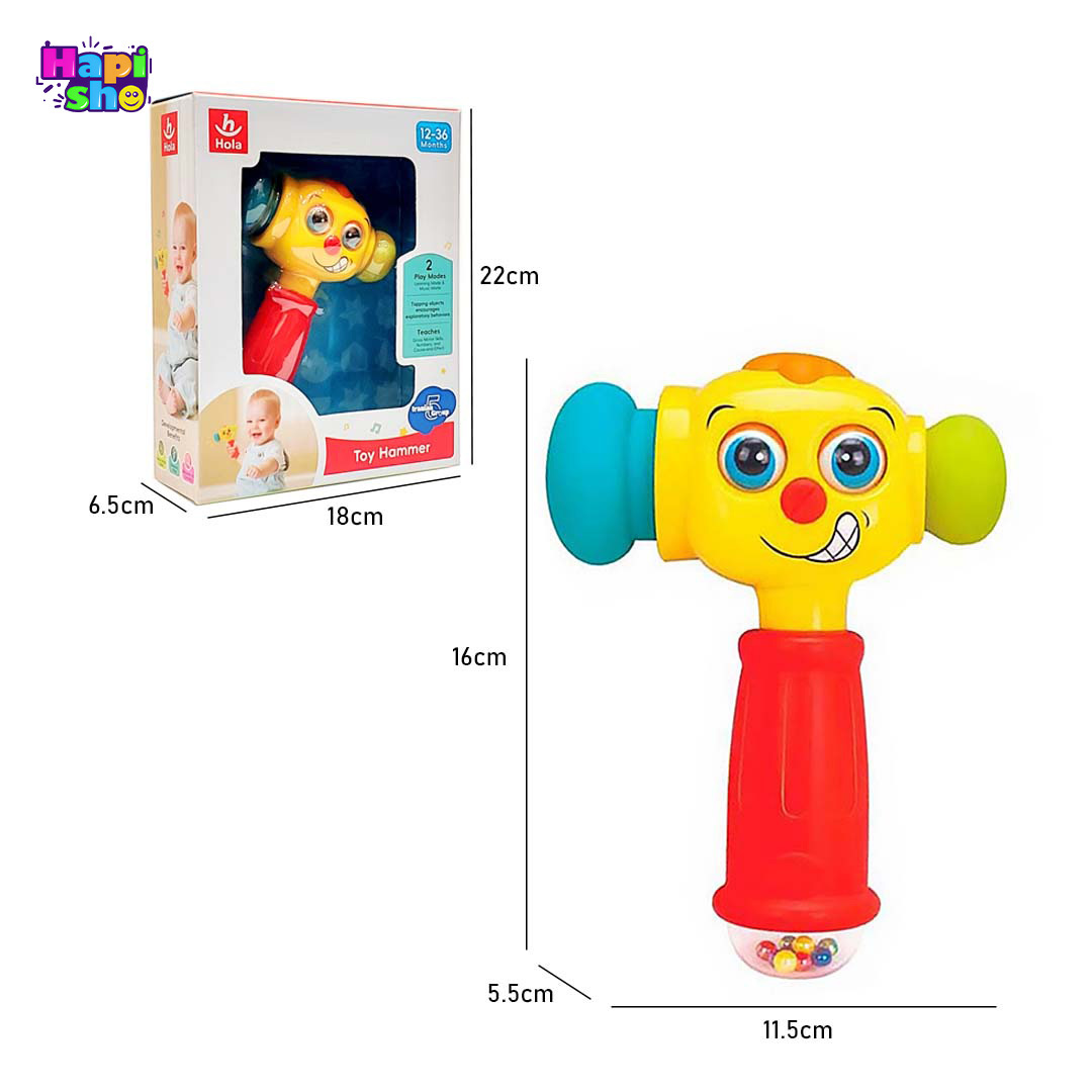 ابعاد و اندازه جغجغه چکشی موزیکال هولی تویز مدل 3115 Hola Toys