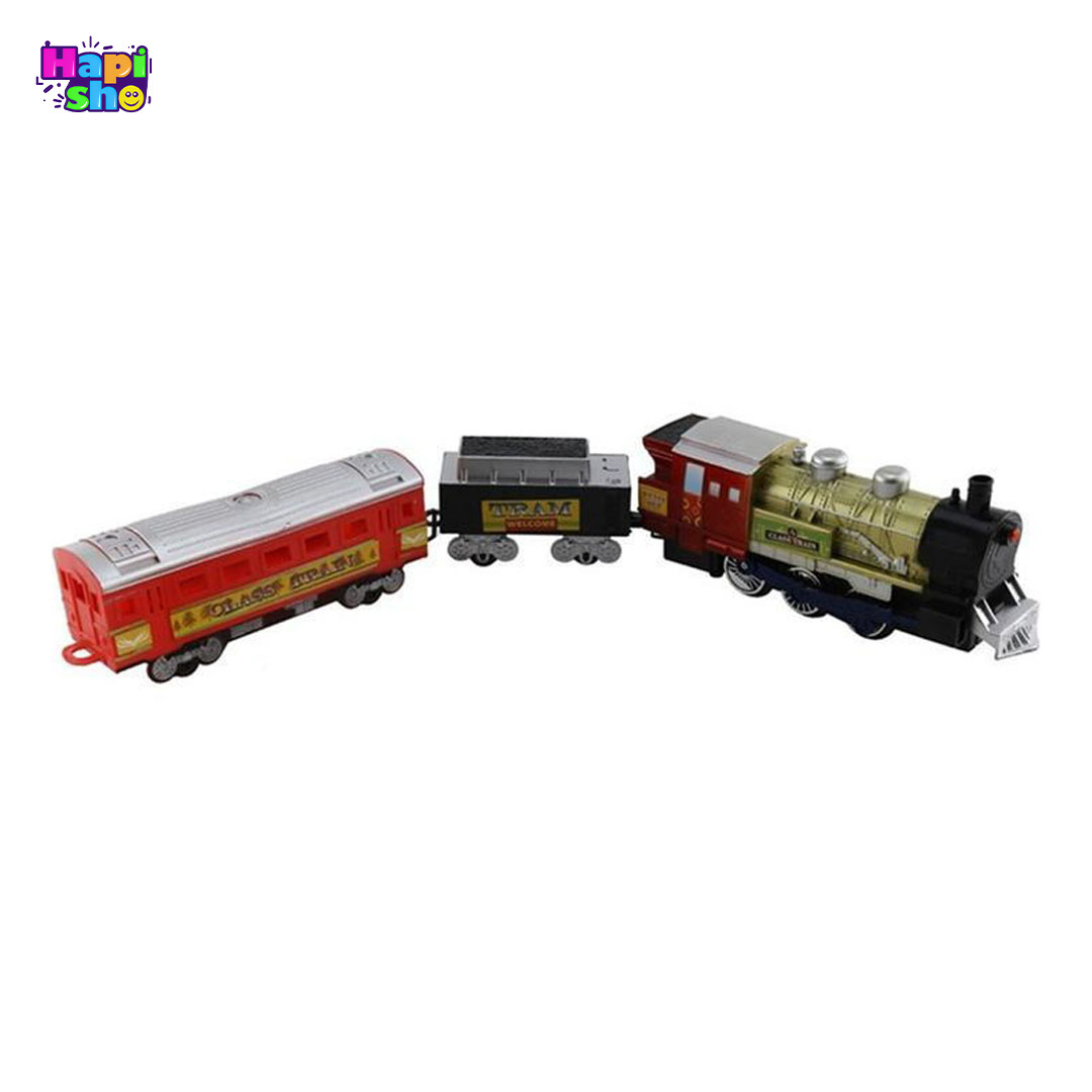  بهترین قطار اسباب بازی کنترلی باطری خور با چراغ و ریل طولانی CLASSIC TRAIN_اسباب بازی 