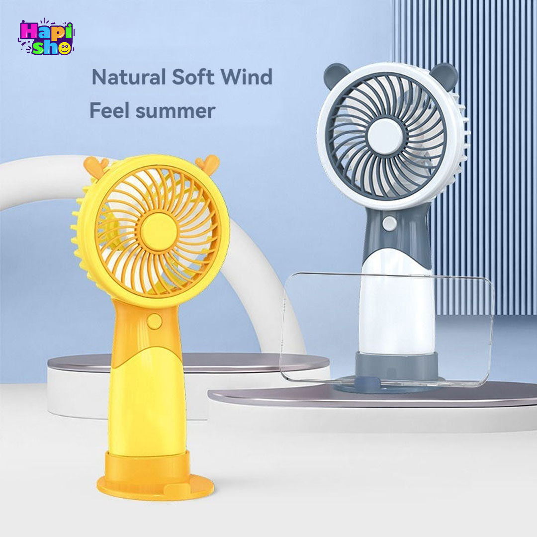  بهترین پنکه دستی فانتزی شارژی با پایه و 3 حالت دور فن DESKTOP & HANDELD FAN–اکسسوری کودک 