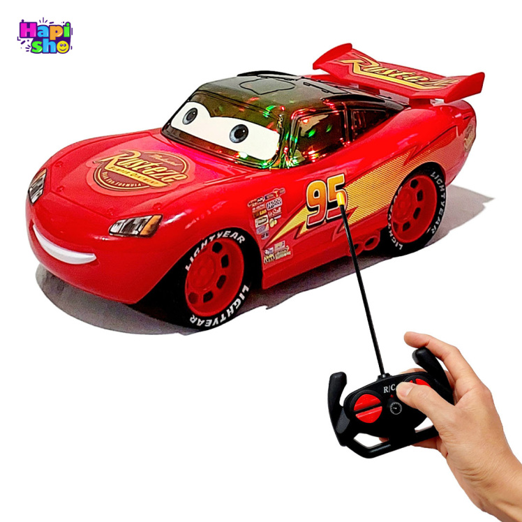 ماشین کنترلی مک کویین شارژی با رقص نور و چراغ LED مدل 3D McQueen_اسباب بازی