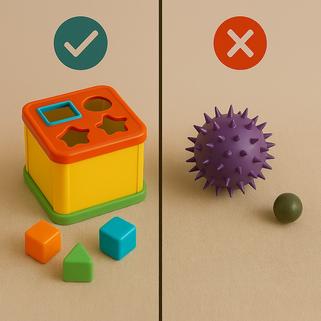 مقایسه اسباب‌بازی‌های مناسب و خطرناک برای سن کودک