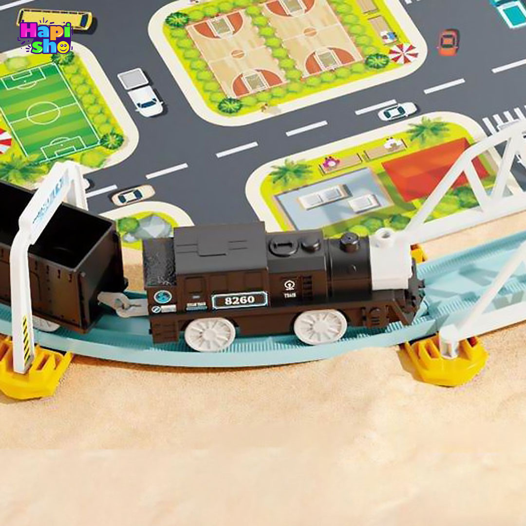  نحوه عملکرد قطار در اسباب بازی پارکینگ ماشین فرمان دار با قطار و بالابر برقی Car Adventure 