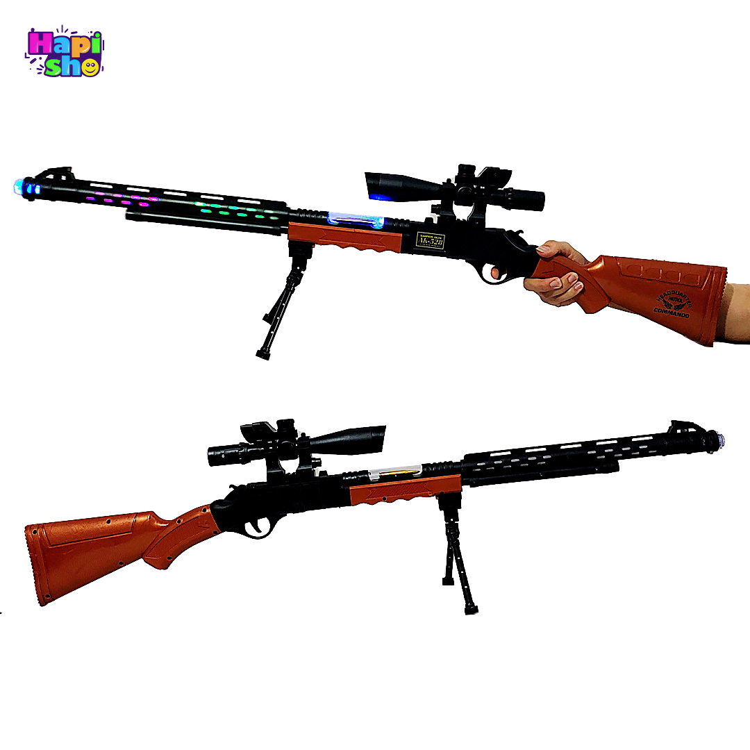  خرید آنلاین تفنگ موزیکال چراغدار بزرگ با لوله متحرک و پایه مدل اسنایپر SNIPER GUN–اسباب بازی 