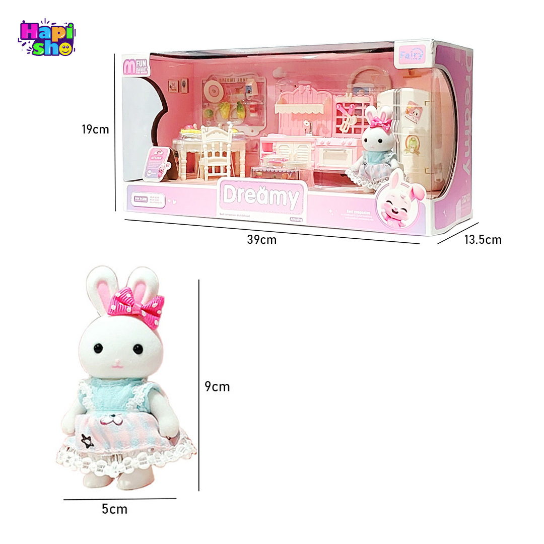  ابعاد و اندازه ست اسباب بازی خانه خرگوش مدل آشپزخانه با وسایل FUN RABBIT PLAY HOUSE 