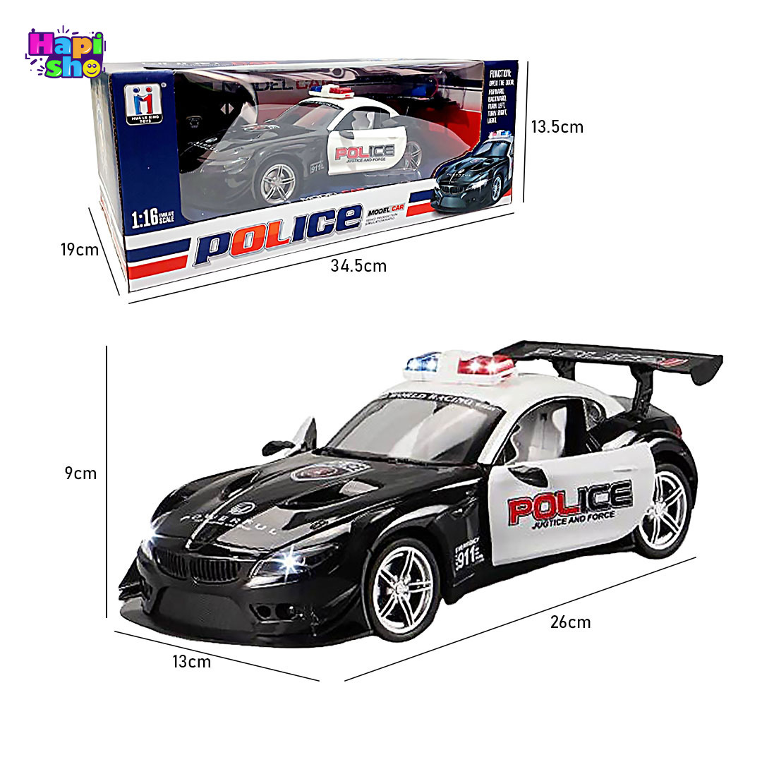  ابعاد و اندازه اسباب بازی ماشین کنترلی شارژی پلیس با درب بازشو SUPER POWER POLICE CAR–اسباب بازی 