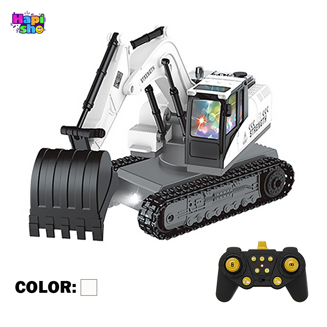 خرید اسباببازی بیل مکانیکی کنترلی شارژی دودزا با چراغ و صدا واقعی EXCAVATOR