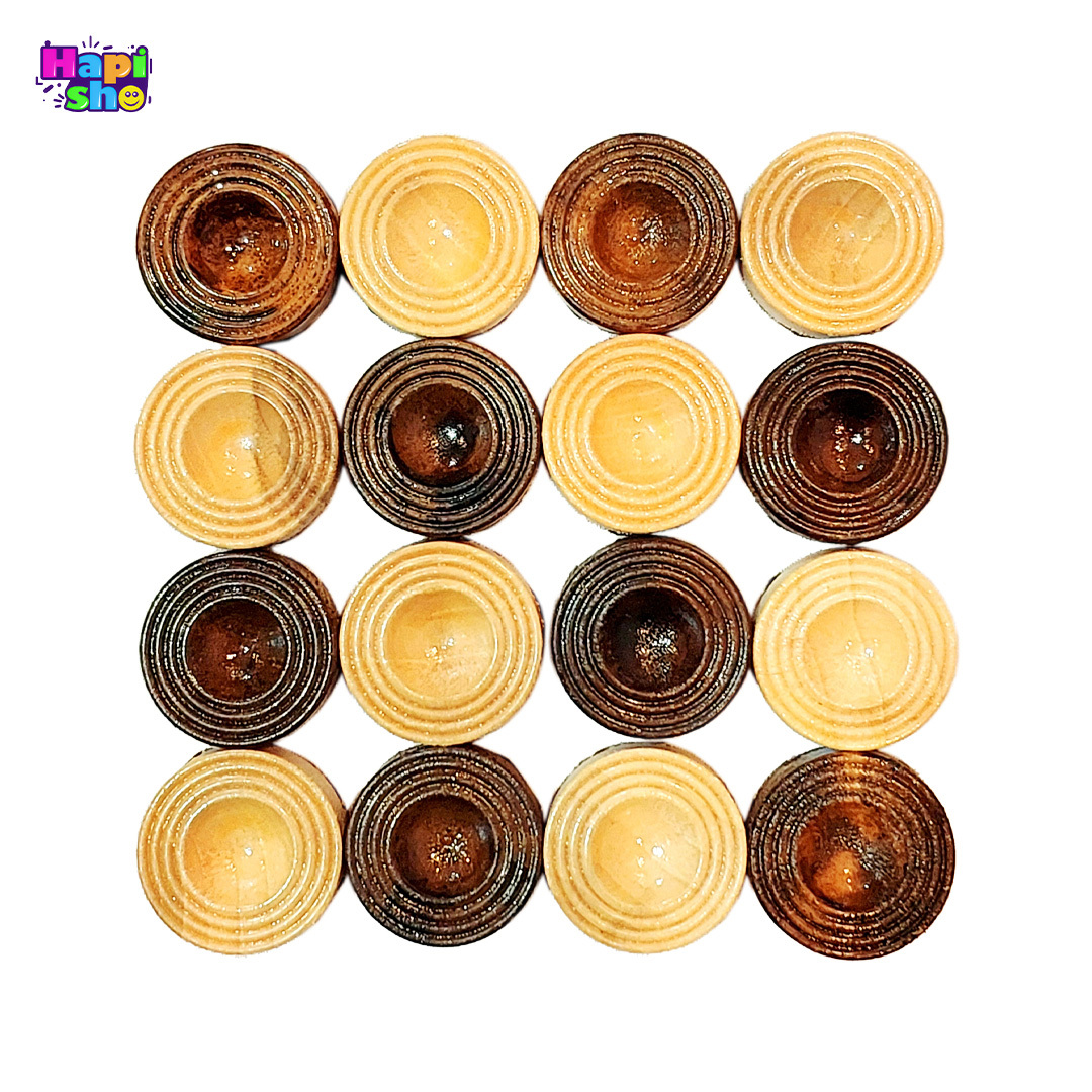 مهره تخته نرد چوبی طرح سه خط با قطر ۳ سانت