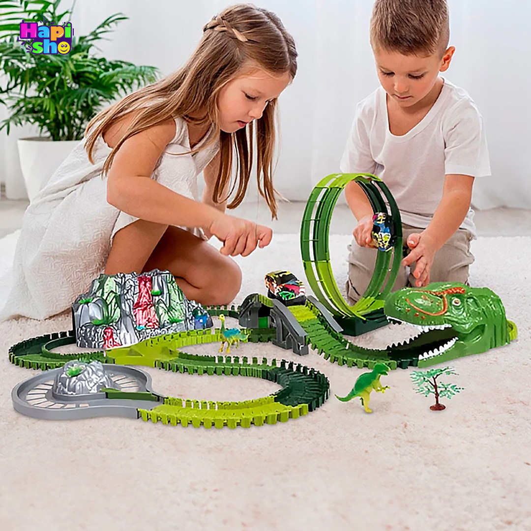  فروش کیت ماشین بازی ریسینگ دودزا 237 قطعه با فیگور حیوانات مدل ELECTRIC CAR TRACK–اسباب بازی 