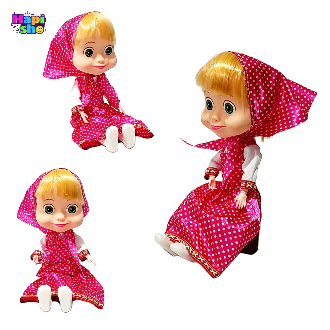  عروسک ماشا بزرگ موزیکال مفصلی با ارتفاع 33 سانتی SaSa and BeBY–عروسک دخترانه 