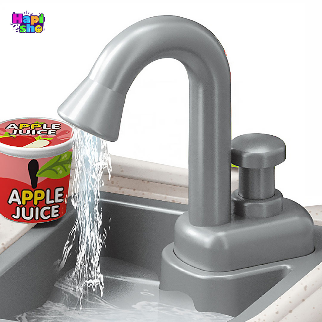  شیر آب آشپزخانه اسباب بازی بزرگ با سینک پمپ دار و اجاق بخار کن مدل HOME CHEF–اسباب بازی 