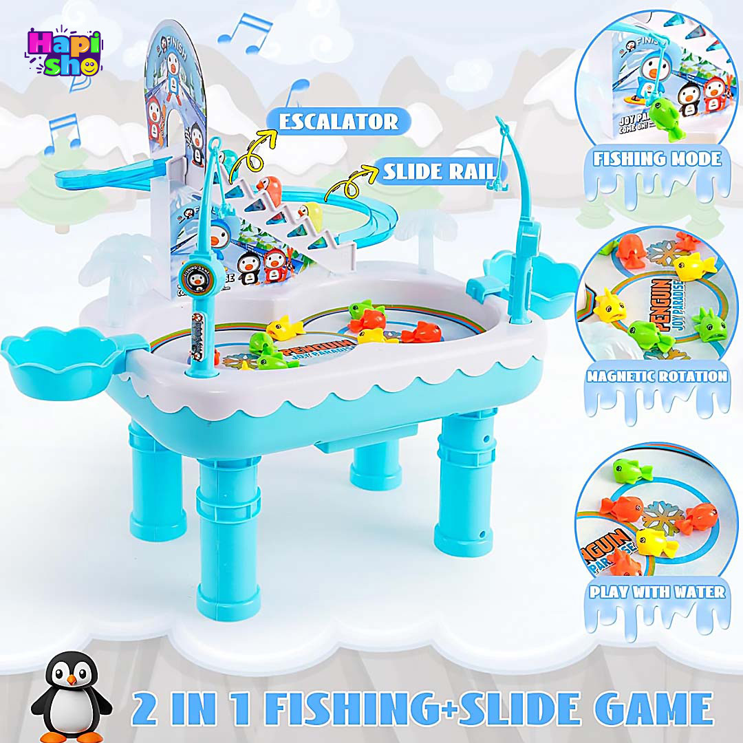 فروش اسباب بازی ماهیگیری در آب موزیکال با پله برقی دو کاره مدل ICE PENGUIN–اسباب بازی