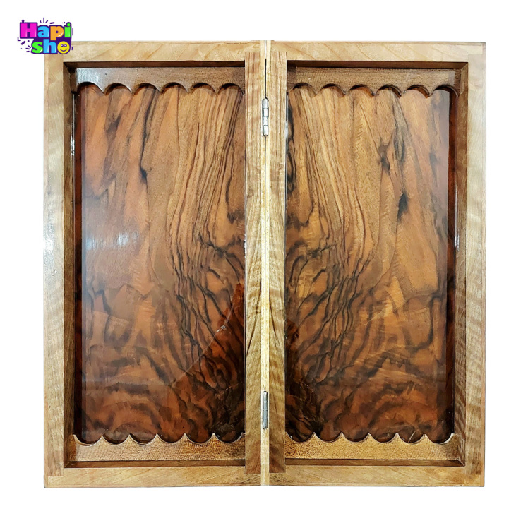 تخته نرد ریشه گردو سنندج با صفحه شطرنج طرح نیهان ۵۰ سانتی کد ۵۱۸