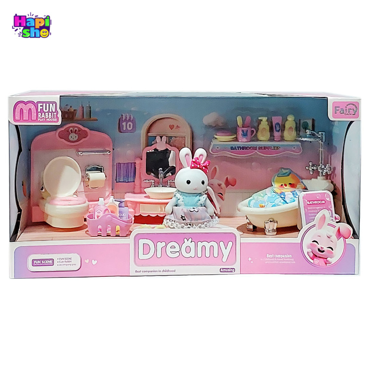 اسباب بازی خانه عروسکی خرگوش مدل حمام با وسایل FUN RABBIT PLAY HOUSE