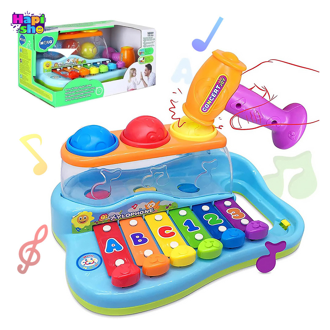  اسباب بازی موزیکال چکش و بلز با توپ‌های رنگی هولی تویز Hola Toys–اسباب بازی 
